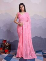 Pink Color Simmer Chiffon Saree