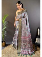 Green Color Tussar Silk Saree