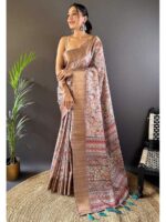 Pink Color Tussar Silk Saree