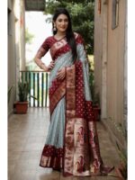 Grey Color Dola Silk Saree