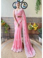 Gajri Color Simmer Silk Saree