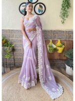 Lavender Color Simmer Silk Saree