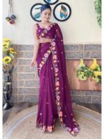 Wine Color Georgette Saree