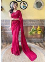 Pink Color Georgette Saree