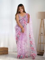 Lavender Color Organza Saree