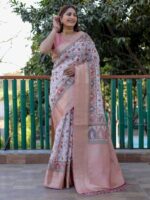 Peach Color Pashmina Saree