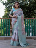 Sea Green Color Pashmina Saree