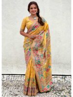 Yellow Color Pashmina Silk Saree