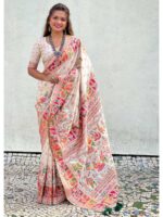 White Color Pashmina Silk Saree