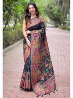 Black Color Pashmina Silk Saree