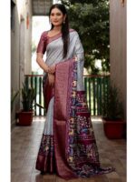 Grey Color Dola Silk Saree