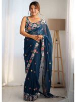 Teal Color Georgette Saree