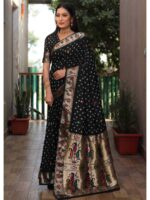 Black Color Dola Silk Saree