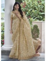 Beige Color Tissue Silk Saree