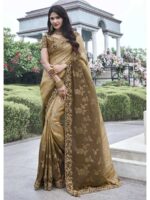 Brown Color Tissue Silk Saree