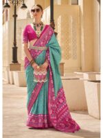 Sea Green Color P V Silk Saree