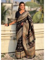 Black Color Pashmina Silk Saree
