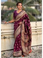 Magenta Color Pashmina Silk Saree