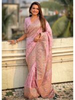 Pink Color Pashmina Silk Saree