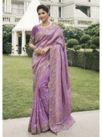 Magenta Color Viscose Tissue Saree