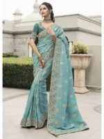 Sky Blue Color Viscose Tissue Saree
