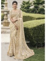 Off White Color Viscose Tissue Saree