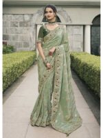 Green Color Viscose Tissue Saree