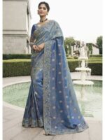 Nevy Blue  Color Viscose Tissue Saree