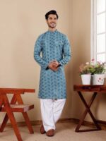 Cyan Blue Color Kurta Payjama