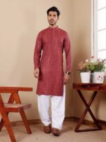 Berry Red Color Kurta Payjama