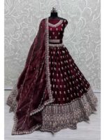 Maroon Color Burburry Lehenga Choli
