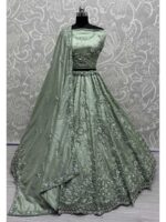 Pista Color Gold Crush Lehenga Choli