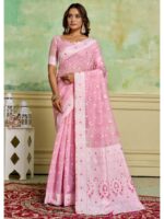 Pink Color Cotton Saree