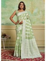 Pista Color Cotton Saree