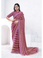 Brown & Purple Color Pattern Georgette Saree