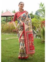 Maroon Color Tussar Silk Saree