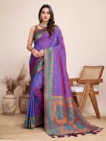 Voilet Color Jacquard Silk Saree
