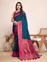 Blue Color Jacquard Silk Saree