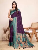 Purple Color Jacquard Silk Saree