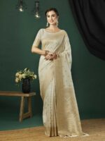Cream Color Nylon Banarasi Saree