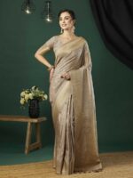Grey Color Nylon Banarasi Saree