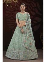 Pista Color Chinon Lehenga Choli