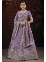 Purple Color Chinon Lehenga Choli