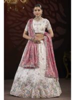 White Color Chinon Lehenga Choli