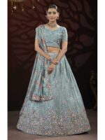 Grey Color Chinon Lehenga Choli