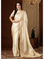 Cream Color Satin Silk Saree