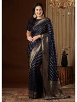 Nevy Blue Color Satin Silk Saree
