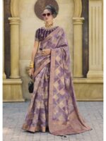 Purple Color Jacquard Silk Saree