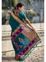 Rama Color Soft Silk Saree