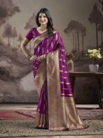 Purple Color Lichi Silk Saree
